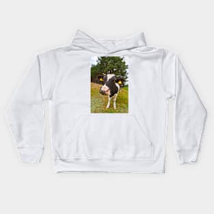 Cow looking at camera Kids Hoodie